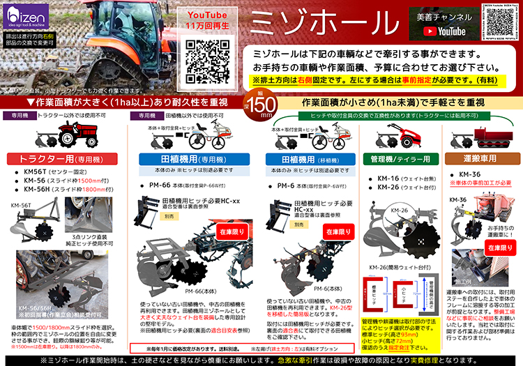 驚きの値段】 美善 オプション ビームアッシ ミゾホール KM-56T用 法人 農園様限定